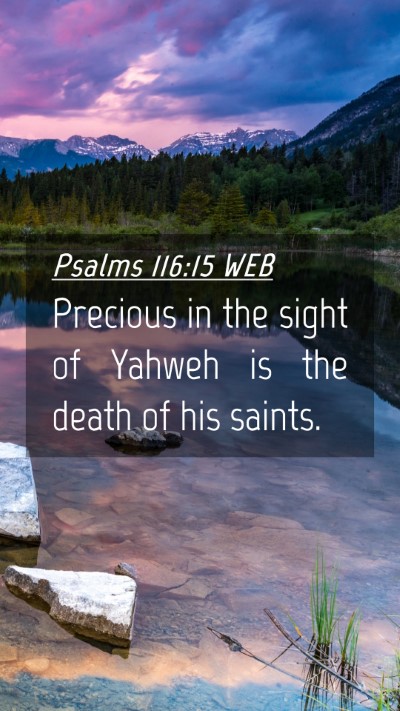 Picture 04 - Psalms 116:15 WEB Mobile Phone Wallpaper - Precious in the sight of Yahweh is the death of - Mobile Bible Verse Wallpaper