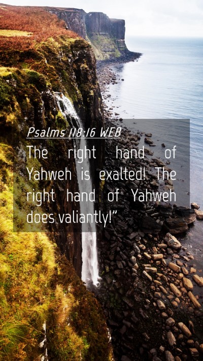 Picture 04 - Psalms 118:16 WEB Mobile Phone Wallpaper - The right hand of Yahweh is exalted! The right - Mobile Bible Verse Wallpaper