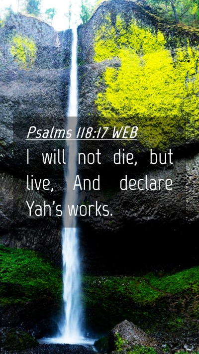 Picture 04 - Psalms 118:17 WEB Mobile Phone Wallpaper - I will not die, but live, And declare Yah's - Mobile Bible Verse Wallpaper