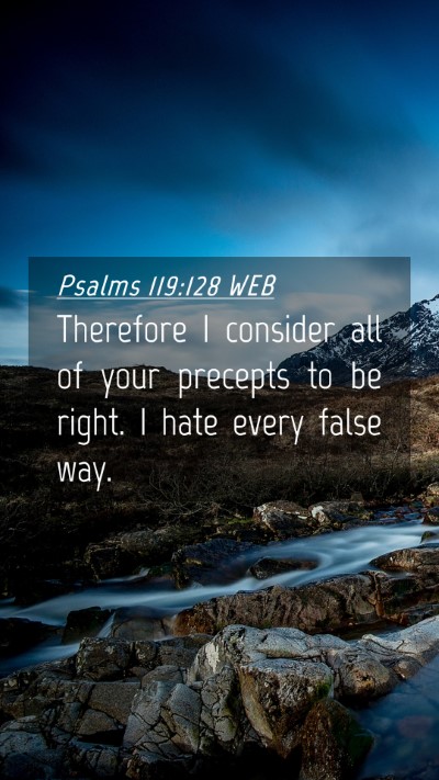 Picture 04 - Psalms 119:128 WEB Mobile Phone Wallpaper - Therefore I consider all of your precepts to be - Mobile Bible Verse Wallpaper