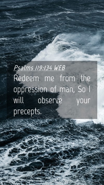 Picture 04 - Psalms 119:134 WEB Mobile Phone Wallpaper - Redeem me from the oppression of man, So I will - Mobile Bible Verse Wallpaper