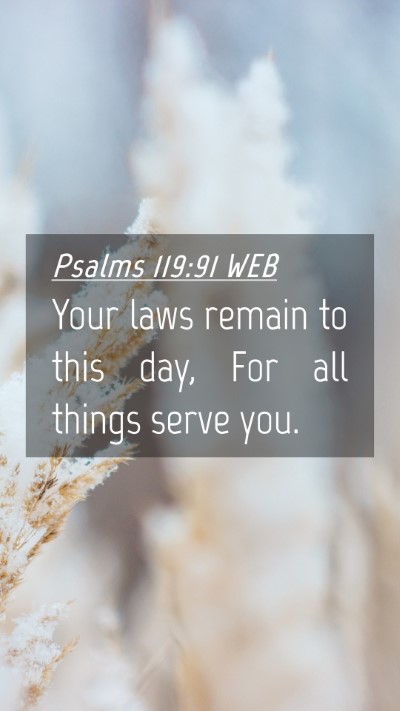 Picture 04 - Psalms 119:91 WEB Mobile Phone Wallpaper - Your laws remain to this day, For all things - Mobile Bible Verse Wallpaper