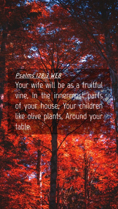 Picture 04 - Psalms 128:3 WEB Mobile Phone Wallpaper - Your wife will be as a fruitful vine, In the - Mobile Bible Verse Wallpaper