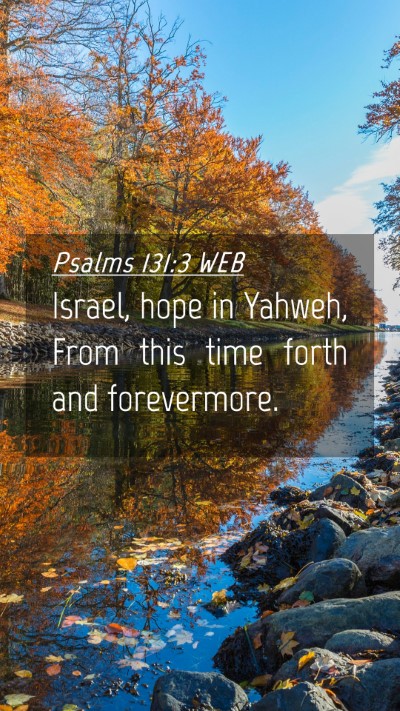 Picture 04 - Psalms 131:3 WEB Mobile Phone Wallpaper - Israel, hope in Yahweh, From this time forth and - Mobile Bible Verse Wallpaper
