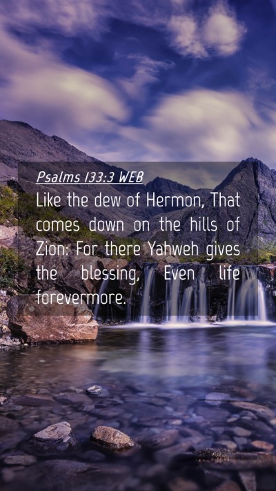 Picture 04 - Psalms 133:3 WEB Mobile Phone Wallpaper - Like the dew of Hermon, That comes down on the - Mobile Bible Verse Wallpaper