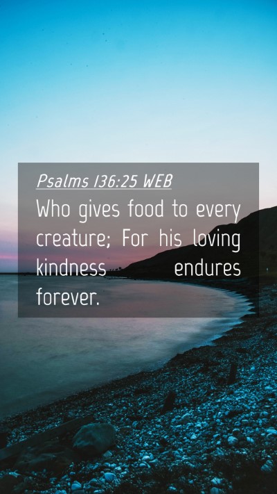 Picture 04 - Psalms 136:25 WEB Mobile Phone Wallpaper - Who gives food to every creature; For his loving - Mobile Bible Verse Wallpaper