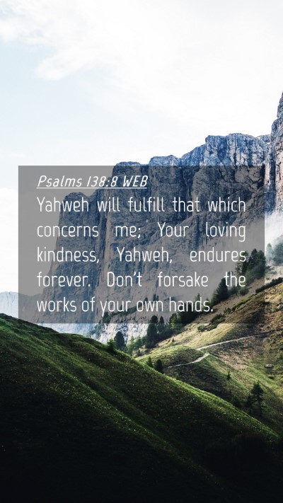Picture 04 - Psalms 138:8 WEB Mobile Phone Wallpaper - Yahweh will fulfill that which concerns me; Your - Mobile Bible Verse Wallpaper