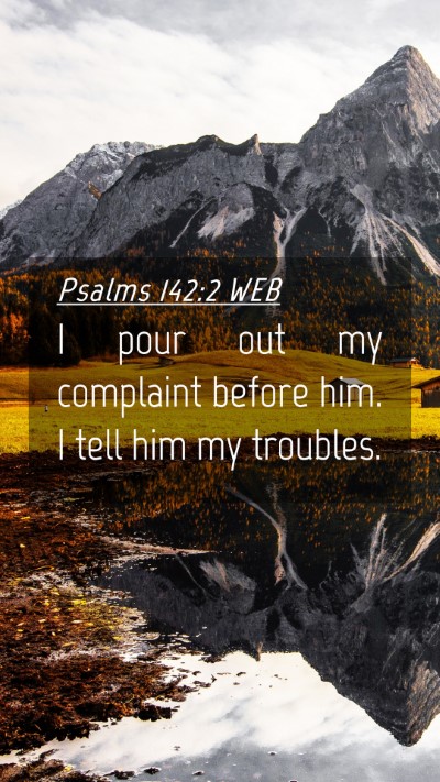 Picture 04 - Psalms 142:2 WEB Mobile Phone Wallpaper - I pour out my complaint before him. I tell him my - Mobile Bible Verse Wallpaper