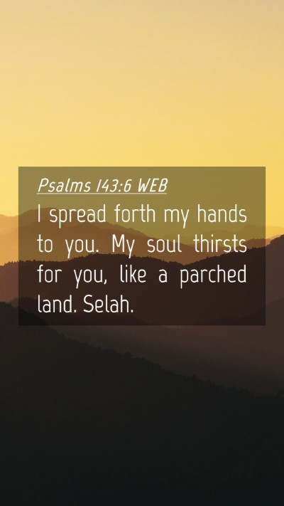 Picture 04 - Psalms 143:6 WEB Mobile Phone Wallpaper - I spread forth my hands to you. My soul thirsts - Mobile Bible Verse Wallpaper