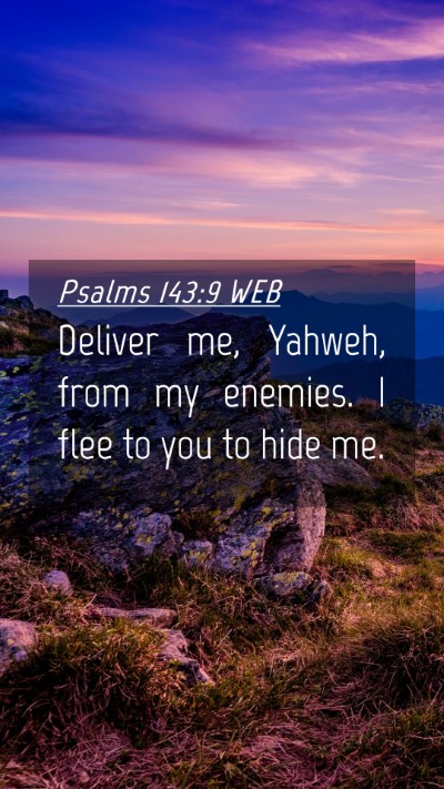Picture 04 - Psalms 143:9 WEB Mobile Phone Wallpaper - Deliver me, Yahweh, from my enemies. I flee to - Mobile Bible Verse Wallpaper