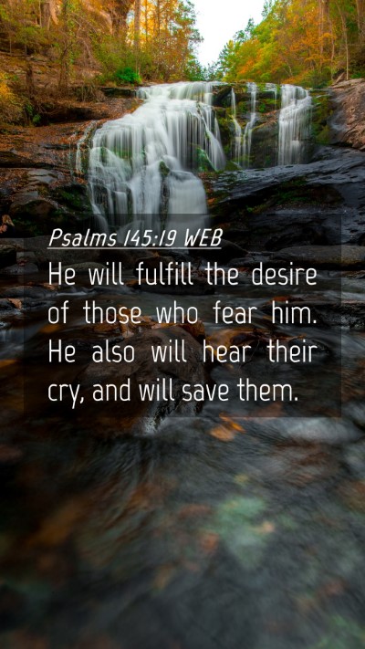 Picture 04 - Psalms 145:19 WEB Mobile Phone Wallpaper - He will fulfill the desire of those who fear him. - Mobile Bible Verse Wallpaper