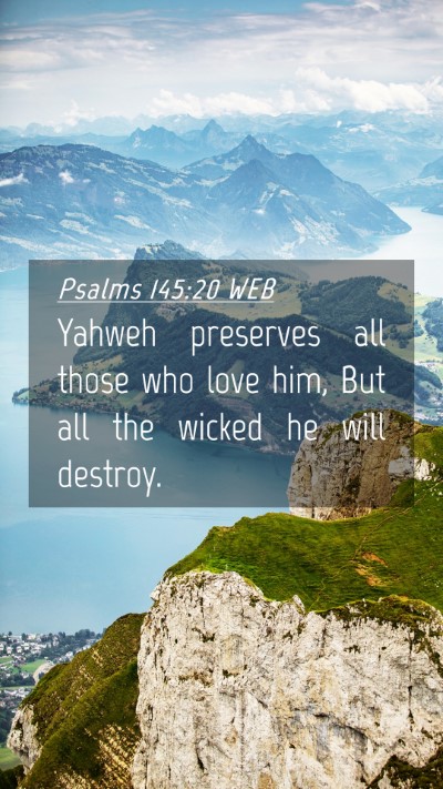 Picture 04 - Psalms 145:20 WEB Mobile Phone Wallpaper - Yahweh preserves all those who love him, But all - Mobile Bible Verse Wallpaper
