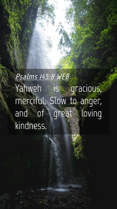 Picture 04 - Psalms 145:8 WEB Mobile Phone Wallpaper - Yahweh is gracious, merciful, Slow to anger, and - Mobile Bible Verse Wallpaper