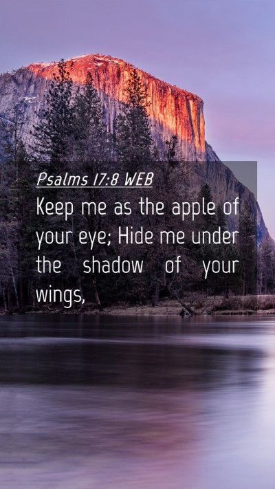 Picture 04 - Psalms 17:8 WEB Mobile Phone Wallpaper - Keep me as the apple of your eye; Hide me under - Mobile Bible Verse Wallpaper