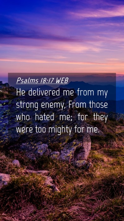 Picture 04 - Psalms 18:17 WEB Mobile Phone Wallpaper - He delivered me from my strong enemy, From those - Mobile Bible Verse Wallpaper