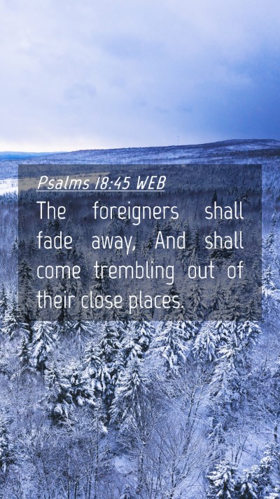 Picture 04 - Psalms 18:45 WEB Mobile Phone Wallpaper - The foreigners shall fade away, And shall come - Mobile Bible Verse Wallpaper