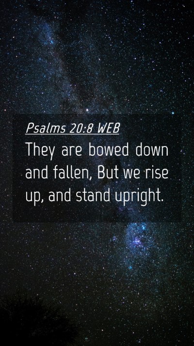 Picture 04 - Psalms 20:8 WEB Mobile Phone Wallpaper - They are bowed down and fallen, But we rise up, - Mobile Bible Verse Wallpaper