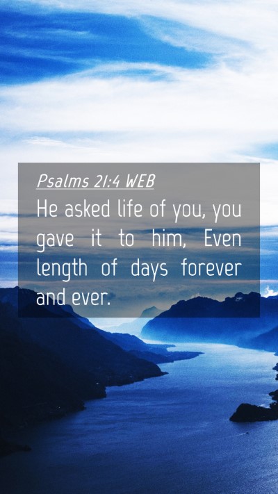 Picture 04 - Psalms 21:4 WEB Mobile Phone Wallpaper - He asked life of you, you gave it to him, Even - Mobile Bible Verse Wallpaper