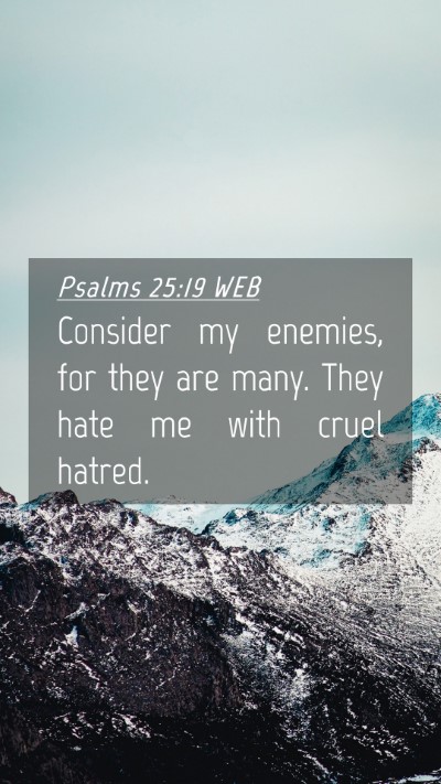 Picture 04 - Psalms 25:19 WEB Mobile Phone Wallpaper - Consider my enemies, for they are many. They hate - Mobile Bible Verse Wallpaper