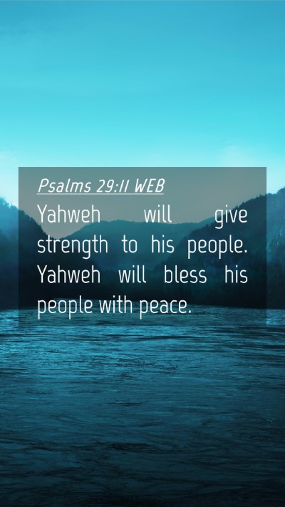 Picture 04 - Psalms 29:11 WEB Mobile Phone Wallpaper - Yahweh will give strength to his people. Yahweh - Mobile Bible Verse Wallpaper