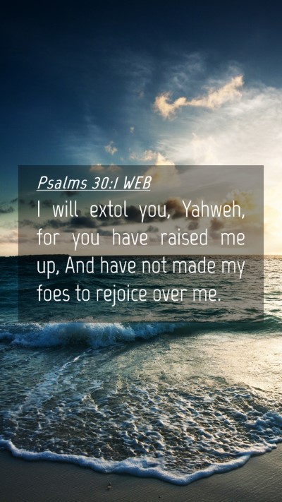 Picture 04 - Psalms 30:1 WEB Mobile Phone Wallpaper - I will extol you, Yahweh, for you have raised me - Mobile Bible Verse Wallpaper