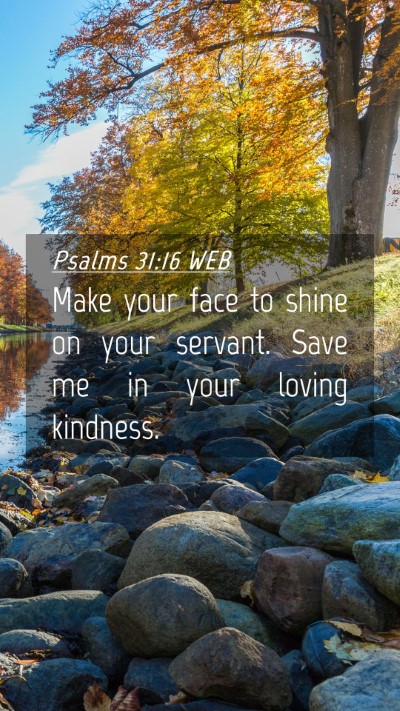 Picture 04 - Psalms 31:16 WEB Mobile Phone Wallpaper - Make your face to shine on your servant. Save me - Mobile Bible Verse Wallpaper