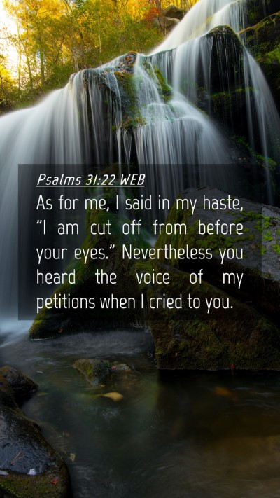Picture 04 - Psalms 31:22 WEB Mobile Phone Wallpaper - As for me, I said in my haste, 