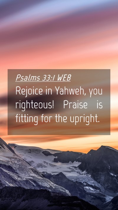 Picture 04 - Psalms 33:1 WEB Mobile Phone Wallpaper - Rejoice in Yahweh, you righteous! Praise is - Mobile Bible Verse Wallpaper