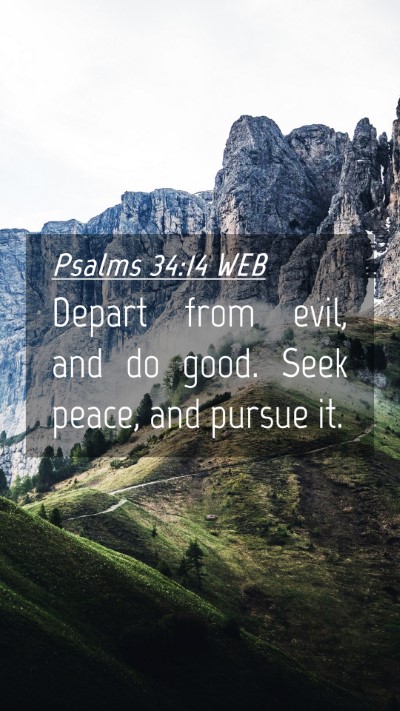 Picture 04 - Psalms 34:14 WEB Mobile Phone Wallpaper - Depart from evil, and do good. Seek peace, and - Mobile Bible Verse Wallpaper