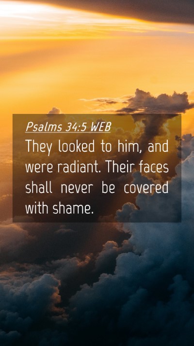 Picture 04 - Psalms 34:5 WEB Mobile Phone Wallpaper - They looked to him, and were radiant. Their faces - Mobile Bible Verse Wallpaper