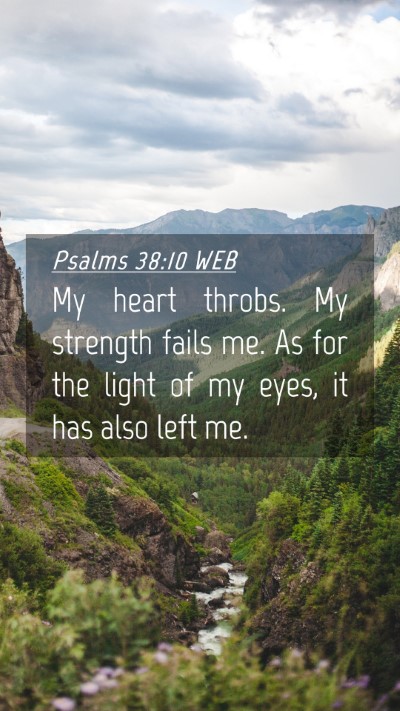 Picture 04 - Psalms 38:10 WEB Mobile Phone Wallpaper - My heart throbs. My strength fails me. As for the - Mobile Bible Verse Wallpaper