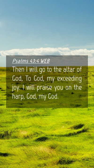 Picture 04 - Psalms 43:4 WEB Mobile Phone Wallpaper - Then I will go to the altar of God, To God, my - Mobile Bible Verse Wallpaper