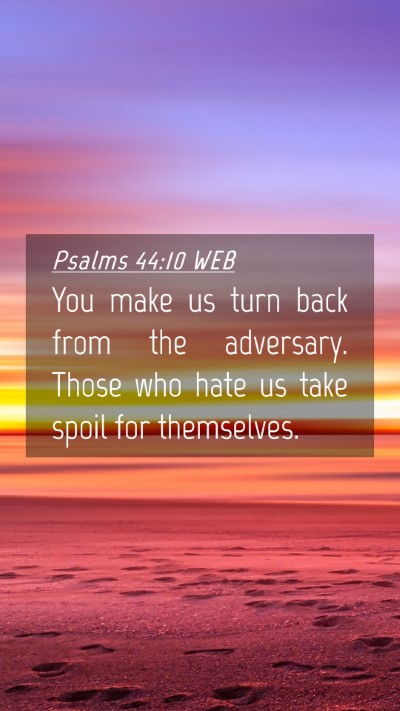 Picture 04 - Psalms 44:10 WEB Mobile Phone Wallpaper - You make us turn back from the adversary. Those - Mobile Bible Verse Wallpaper