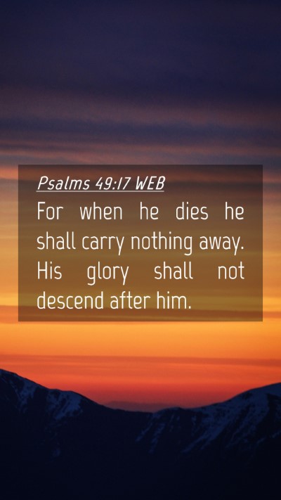 Picture 04 - Psalms 49:17 WEB Mobile Phone Wallpaper - For when he dies he shall carry nothing away. His - Mobile Bible Verse Wallpaper