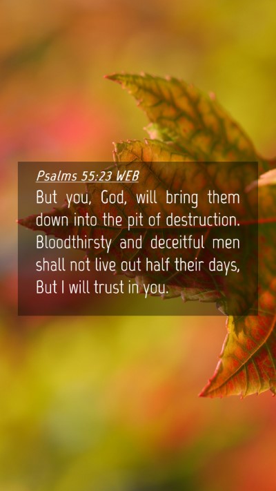Picture 04 - Psalms 55:23 WEB Mobile Phone Wallpaper - But you, God, will bring them down into the pit - Mobile Bible Verse Wallpaper
