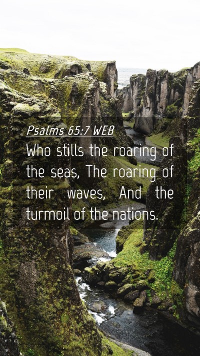 Picture 04 - Psalms 65:7 WEB Mobile Phone Wallpaper - Who stills the roaring of the seas, The roaring - Mobile Bible Verse Wallpaper