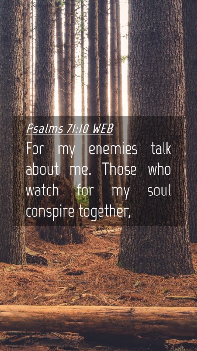 Picture 04 - Psalms 71:10 WEB Mobile Phone Wallpaper - For my enemies talk about me. Those who watch for - Mobile Bible Verse Wallpaper