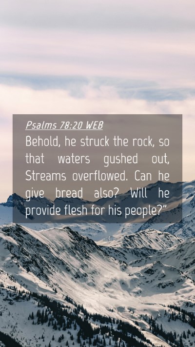 Picture 04 - Psalms 78:20 WEB Mobile Phone Wallpaper - Behold, he struck the rock, so that waters gushed - Mobile Bible Verse Wallpaper