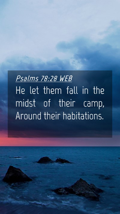 Picture 04 - Psalms 78:28 WEB Mobile Phone Wallpaper - He let them fall in the midst of their camp, - Mobile Bible Verse Wallpaper