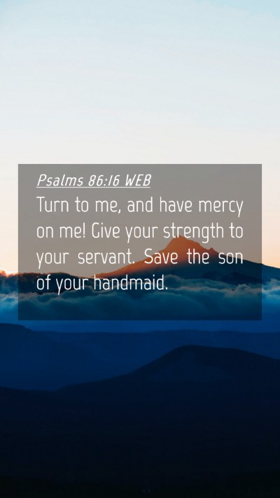 Picture 04 - Psalms 86:16 WEB Mobile Phone Wallpaper - Turn to me, and have mercy on me! Give your - Mobile Bible Verse Wallpaper