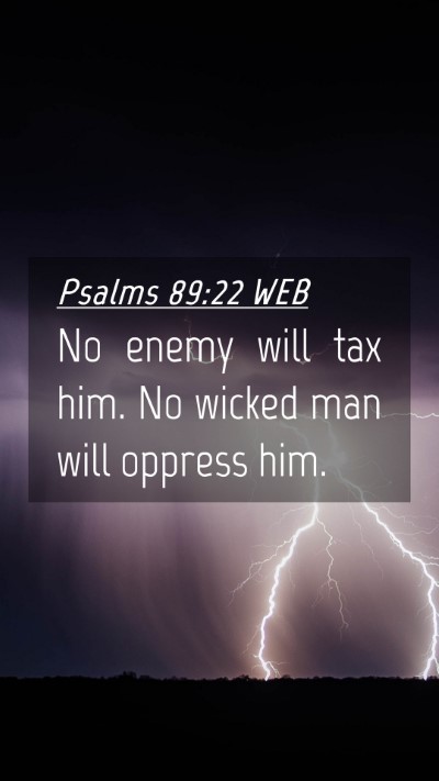 Picture 04 - Psalms 89:22 WEB Mobile Phone Wallpaper - No enemy will tax him. No wicked man will oppress - Mobile Bible Verse Wallpaper