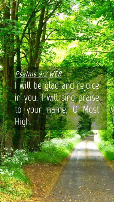 Picture 04 - Psalms 9:2 WEB Mobile Phone Wallpaper - I will be glad and rejoice in you. I will sing - Mobile Bible Verse Wallpaper