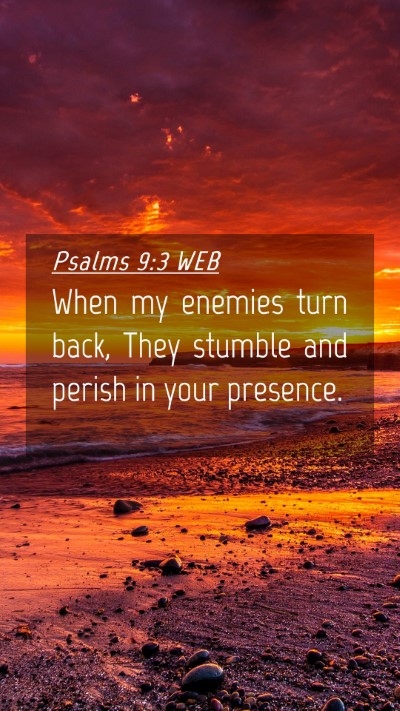 Picture 04 - Psalms 9:3 WEB Mobile Phone Wallpaper - When my enemies turn back, They stumble and - Mobile Bible Verse Wallpaper