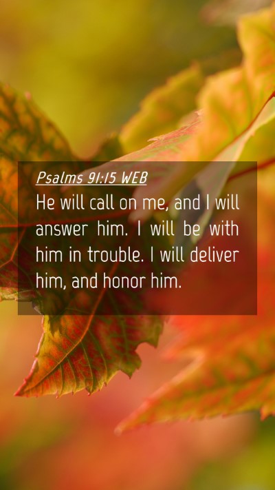 Picture 04 - Psalms 91:15 WEB Mobile Phone Wallpaper - He will call on me, and I will answer him. I will - Mobile Bible Verse Wallpaper