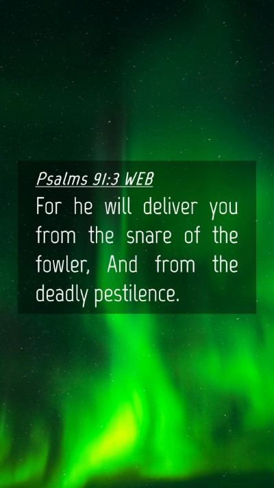 Picture 04 - Psalms 91:3 WEB Mobile Phone Wallpaper - For he will deliver you from the snare of the - Mobile Bible Verse Wallpaper