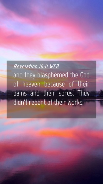 Picture 04 - Revelation 16:11 WEB Mobile Phone Wallpaper - and they blasphemed the God of heaven because of - Mobile Bible Verse Wallpaper