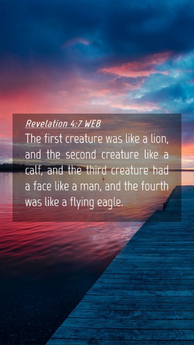 Picture 04 - Revelation 4:7 WEB Mobile Phone Wallpaper - The first creature was like a lion, and the - Mobile Bible Verse Wallpaper