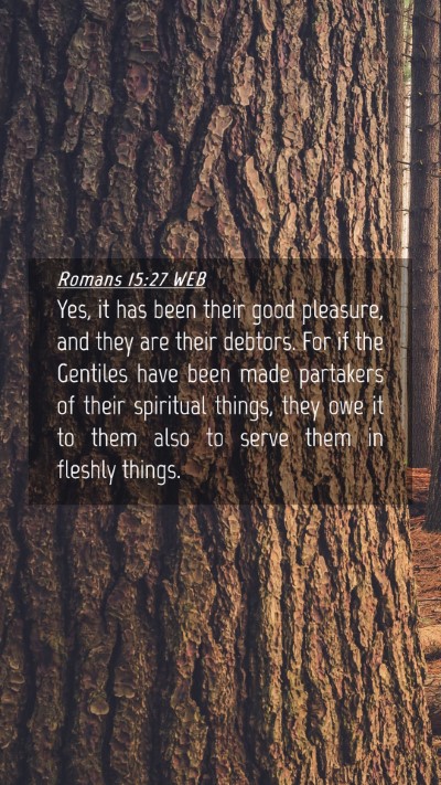 Picture 04 - Romans 15:27 WEB Mobile Phone Wallpaper - Yes, it has been their good pleasure, and they - Mobile Bible Verse Wallpaper