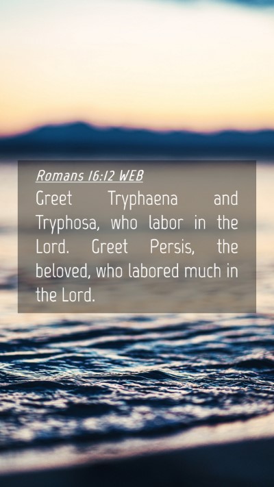 Picture 04 - Romans 16:12 WEB Mobile Phone Wallpaper - Greet Tryphaena and Tryphosa, who labor in the - Mobile Bible Verse Wallpaper
