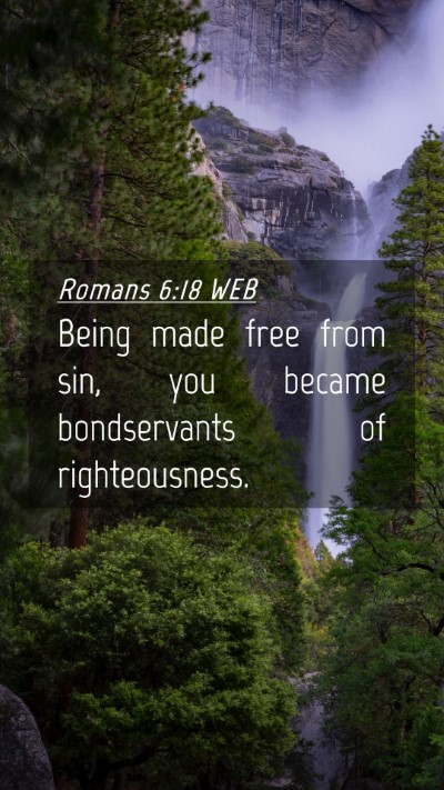 Picture 04 - Romans 6:18 WEB Mobile Phone Wallpaper - Being made free from sin, you became bondservants - Mobile Bible Verse Wallpaper
